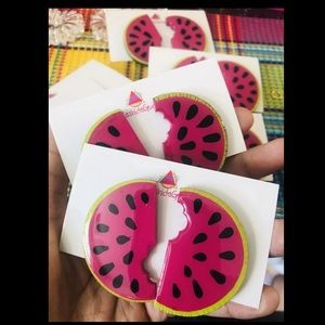 RASHIDAGURL WATERMELON HAND PAINTED EARRINGS
